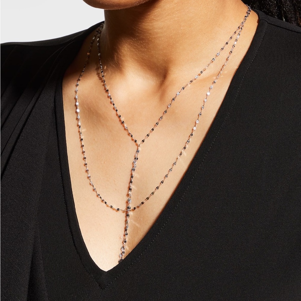 LANA Blake Lariat Necklace White Gold
